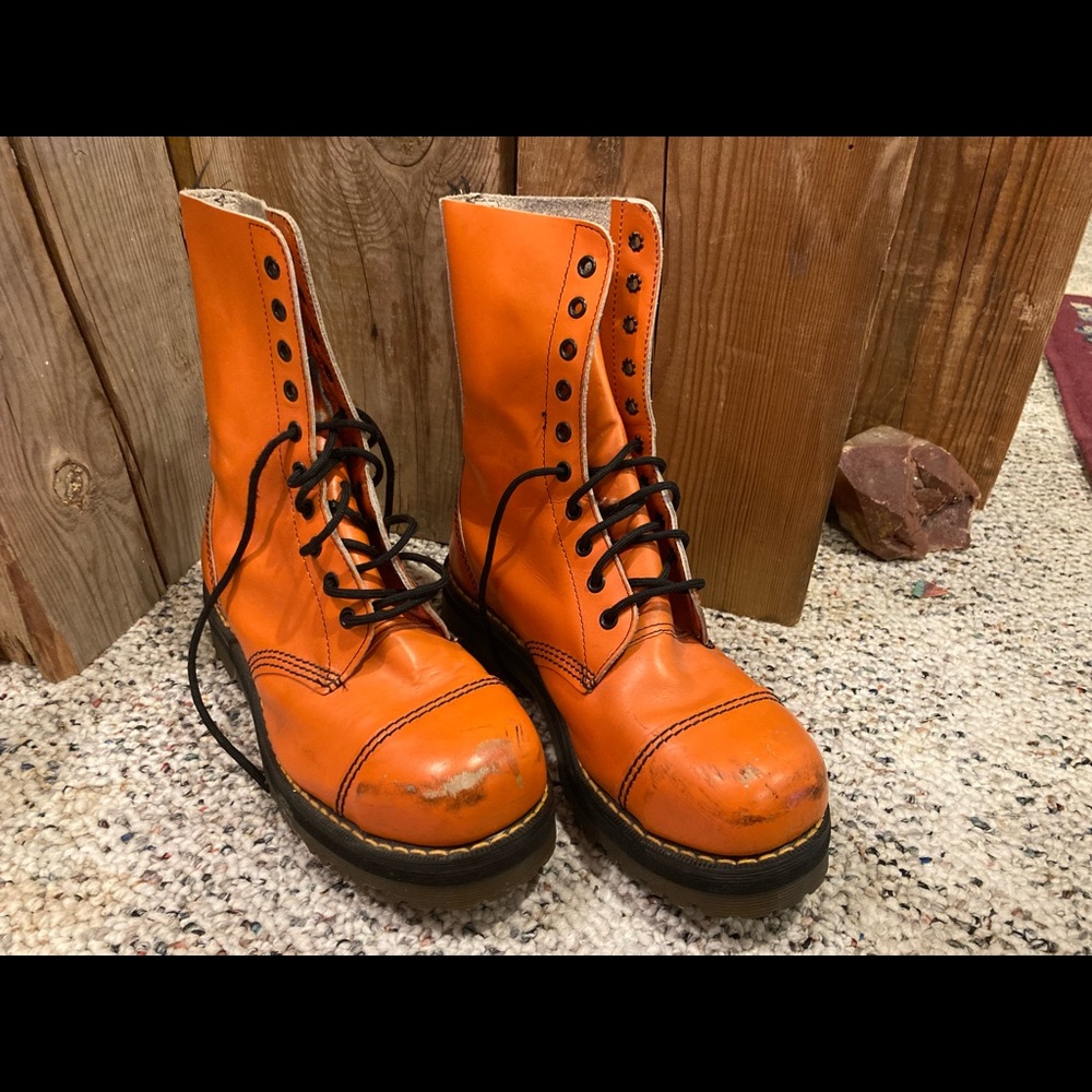 Rare Vintage Orange Steel Toe Doc Martens